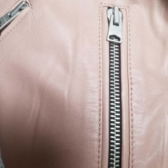 NWT Allsaints Balfern Leather Jacket Dusty Pink S - Picture 9 of 9